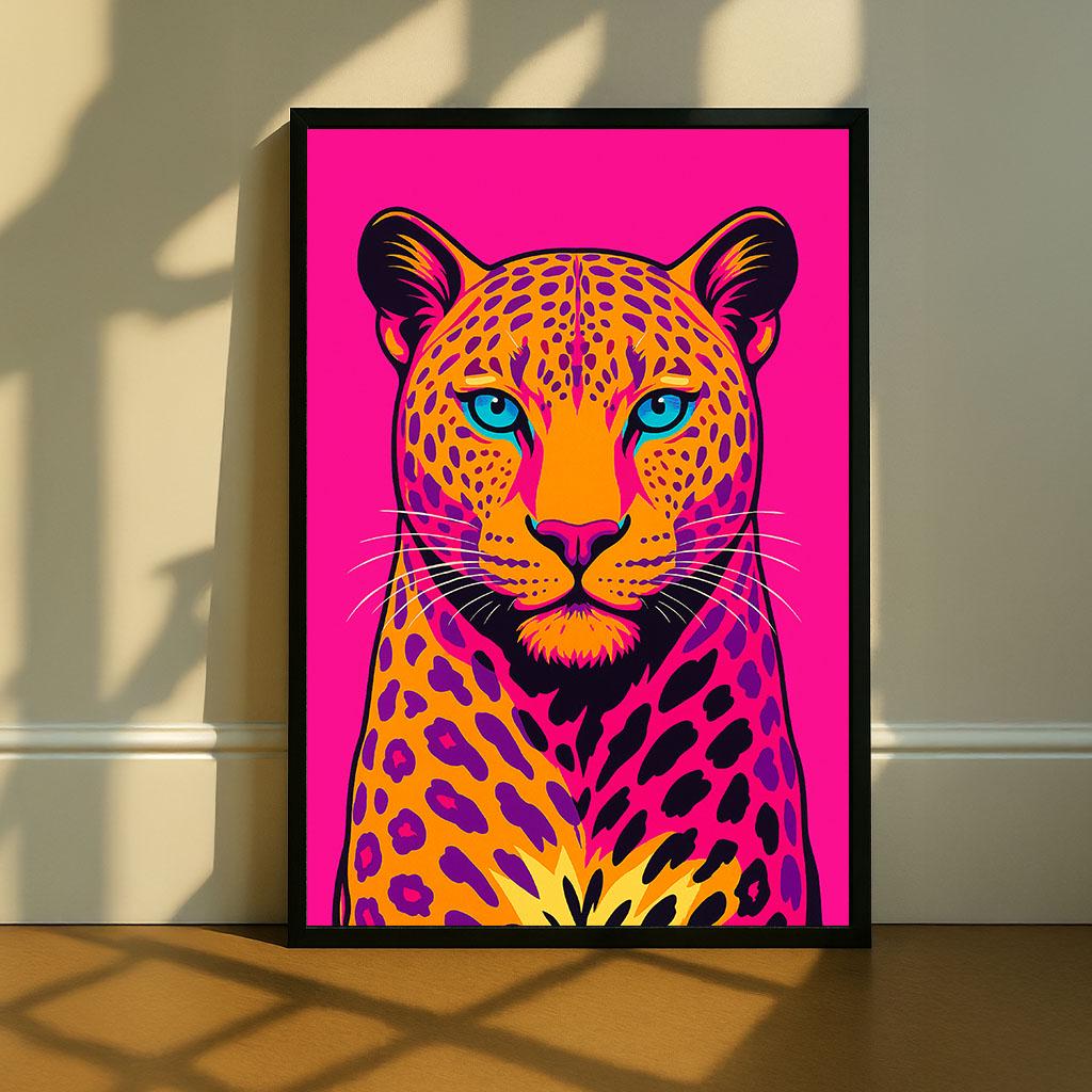 Vibrant Leopard Portrait Canvas Print | Pop Art Wall Decor - Etsy