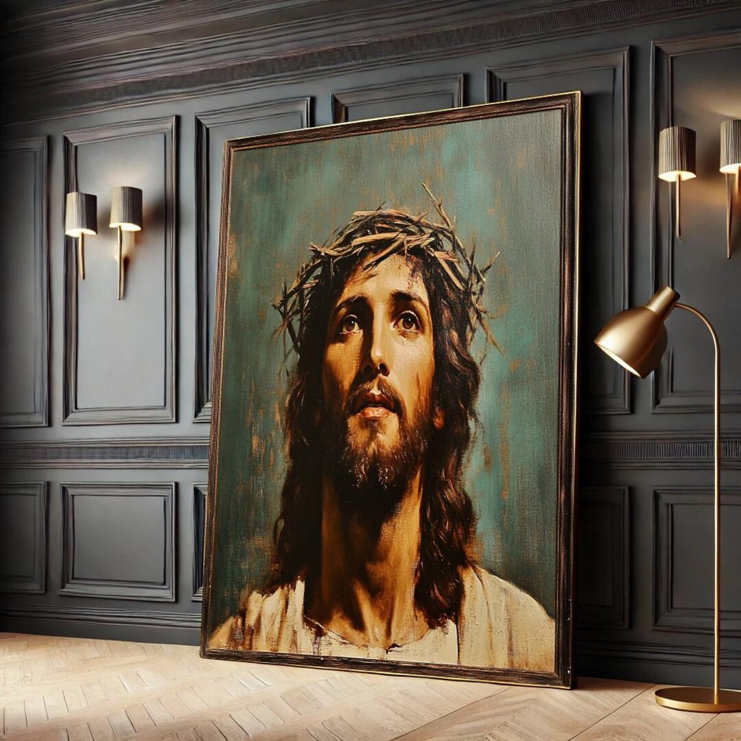 Jesus Christ Crown of Thorns Canvas Print, Religious Home Decor - Etsy