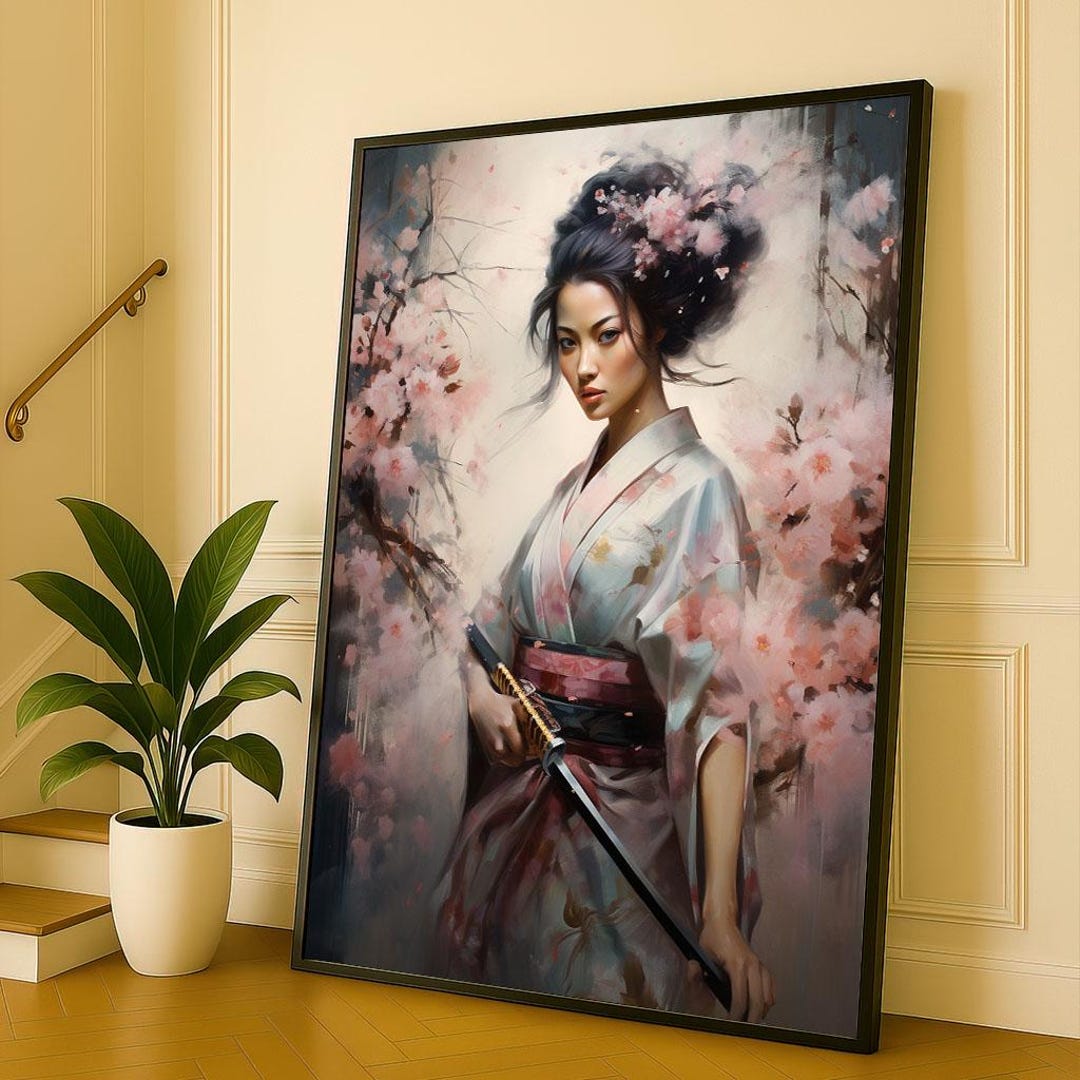 Elegant Japanese Geisha in Kimono Canvas Wall Art Print Oriental Living ...