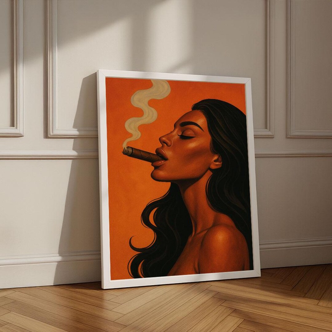 Bold Black Woman Smoking Cigar Canvas Wall Art Print | Modern Living ...