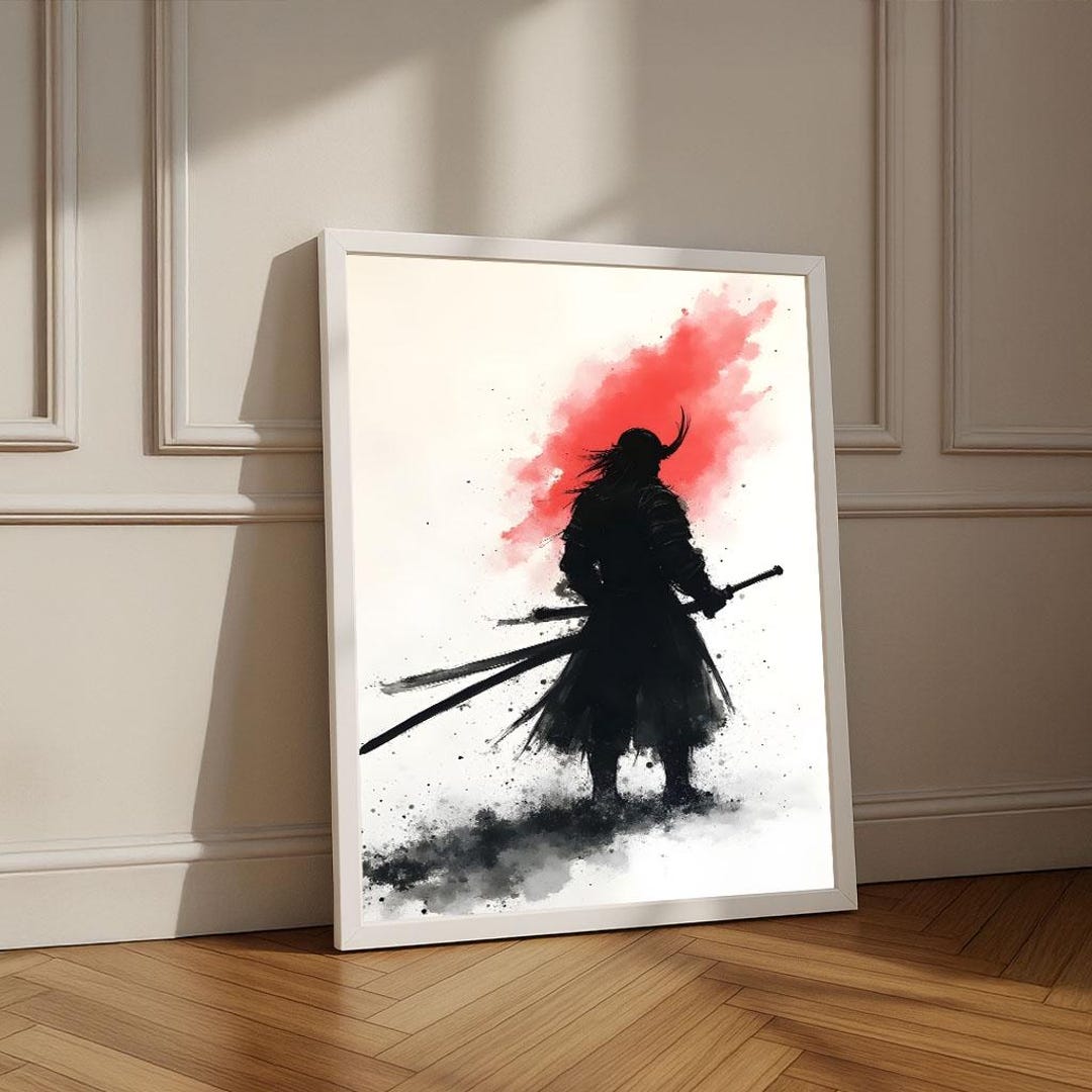 Bold Japanese Samurai Warrior Canvas Wall Art Print | Red and Black ...