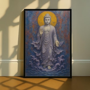 Buddha Leinwand Wand Kunst, spirituelles Zen Dekor, östliche Religion Druck, Meditation Raum Kunst, Leinwand Wand Kunst Druck, Wohnkultur, fertig zum Aufhängen