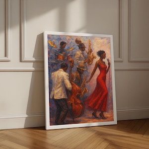 Powerful Jazz Singer Canvas Wall Art Print | Vibrant Living Room Decor | Luxury Gift