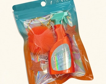 Llavero con mini botella de spray de opalita, inspirado en el vídeo de la opalita, accesorios de opalita, llavero de roca