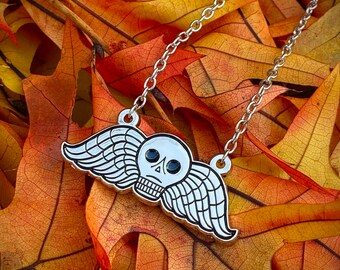 Deathshead Necklace, Chain Deathshead Necklace, Memento Mori, Cemetery Necklace, Graveyard