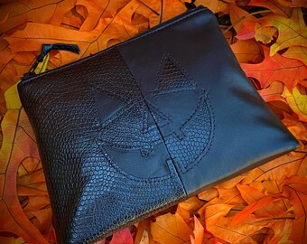 Mini Jackolantern Bag, Black on Black Bag, NO STRAP, Leather Bag