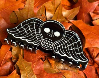 SMALL Black Death’s Head Hair Claw Clip