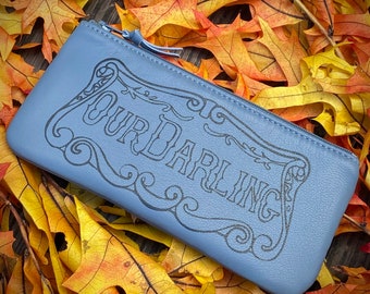 Leather Pouch, Our Darling Pouch, Coffin Plate Pouch, Mourning, Victorian Mourning, Victorian Coffin Plate