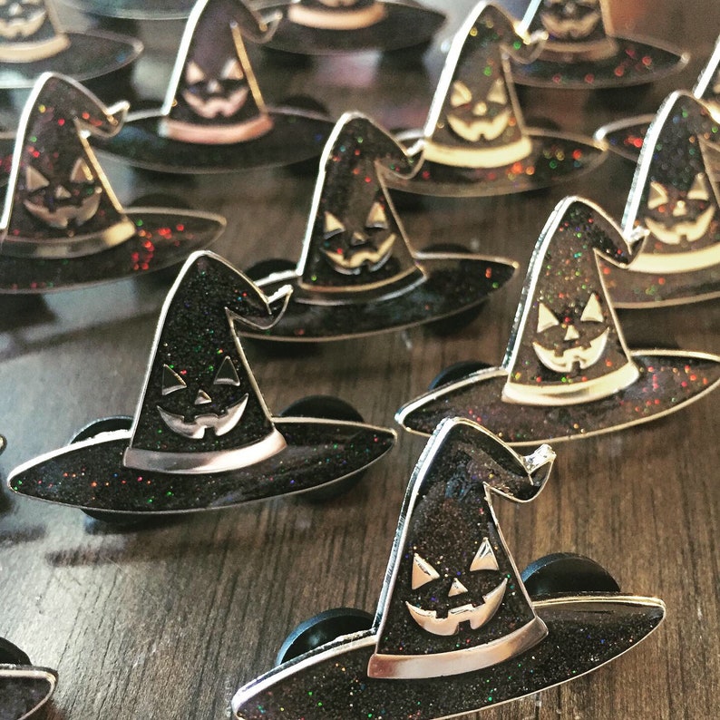 Jackolantern Witch Hat Pin Witch Hat Jackolantern Glitter image 2