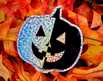 Split Jackolantern Glitter Sticker