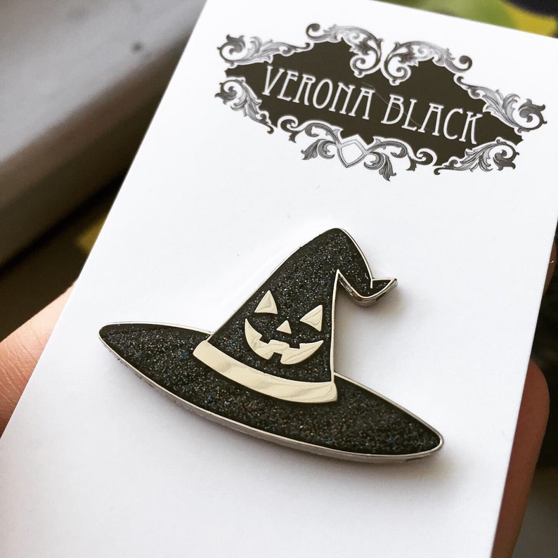 Jackolantern Witch Hat Pin Witch Hat Jackolantern Glitter image 1