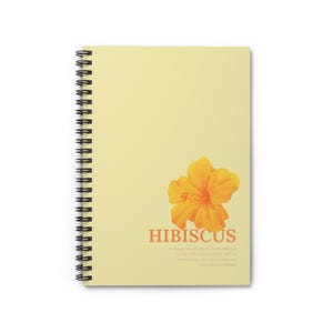 Cahier à spirale Hibiscus - Floral jaune vif, joli journal, cadeau de papeterie, agenda quotidien, bloc-notes, cadeau pour les amoureux des fleurs