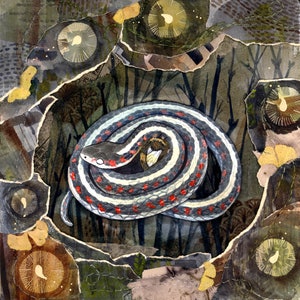 Original Watercolour Garter Snake Winter Solstice image 1