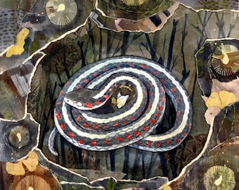 Original Watercolour Garter Snake - Winter Solstice
