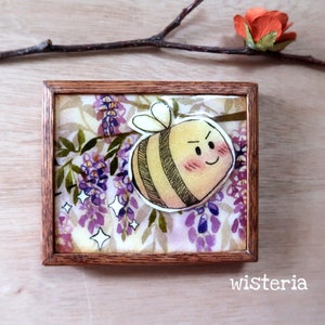 Framed Floral watercolour painting with resin Mischevious Bees image 6