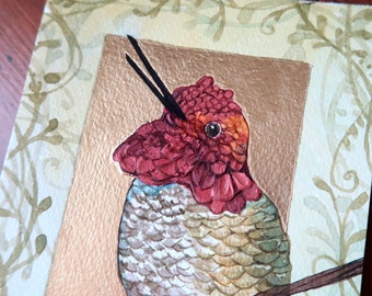 Original watercolour hummingbird Painting - Flirting at Golden Hour
