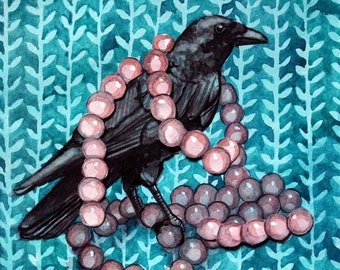 Original Art Watercolour Crow Painting - Bounty