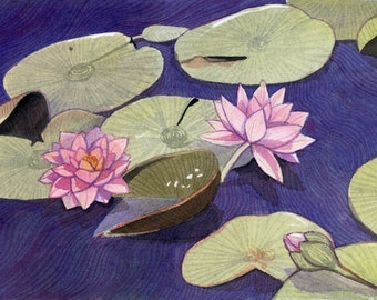 Original watercolour Painting - Lily Pond