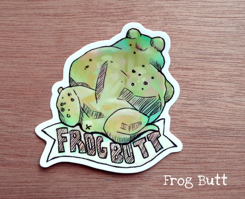 Single 3 Vinyl Sticker Bee, Crow, Frog Butt, or Owl with Mushrooms Frog Butt