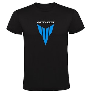 May include: Black t-shirt featuring a blue and white Yamaha MT-09 logo.