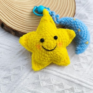 Crochet Star & Moon Pattern Step by Step Tutorial Crochet for Beginner Pattern Cute Star / Moon Hanging Easy US-Term Pattern Crochet Gift