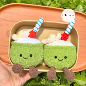 Virkad kokosdrycksplyschmönster: Kawaii Amigurumi-leksak (PDF-mönster)