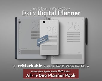 Daily Digital Planner for Remarkable 2, Paper Pro & Paper Pro Move