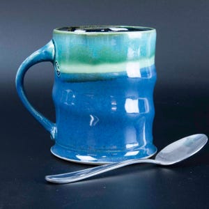 Handmade pottery mug: ceramic coffee mug, stoneware tea cup, approx. 16 oz. (8299)