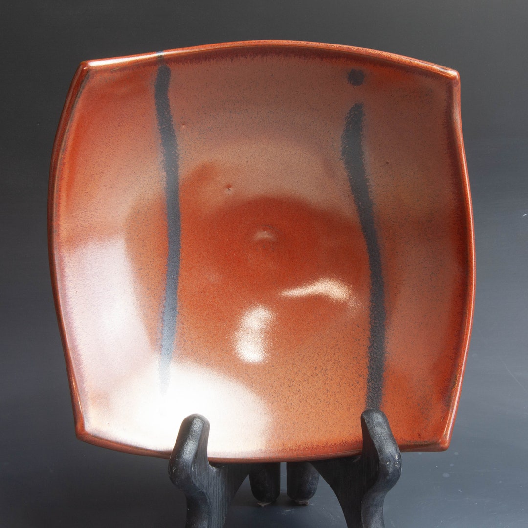 Handmade Stoneware Iron Red Appetizer Plate Serving Dish Etsy