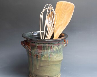 Pottery kitchen utensil holder ceramic kitchen spoon jar 7734