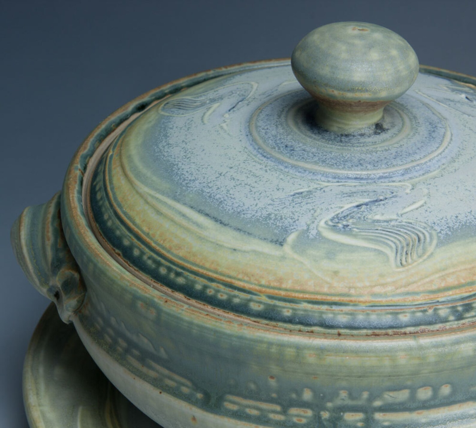 Stoneware vegetable steamer with saucer 465 Etsy