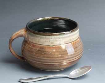 Handmade Pottery Ice Cream Bowl, Soup Mug, Ceramic Chili Mug, Stoneware Cereal bowl. 26 oz 7663