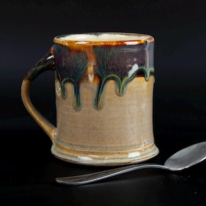 Handmade pottery mug: ceramic coffee mug, stoneware tea cup, approx. 16 oz. (8457)