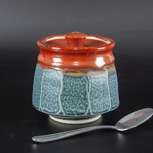 Handmade pottery sugar jar  stoneware spice jar, kitchen storage jar 8165