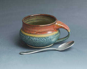 Pottery Ice Cream Bowl soup Mug,, Ceramic Chili Mug, Stoneware Cereal bowl 16 oz 7369