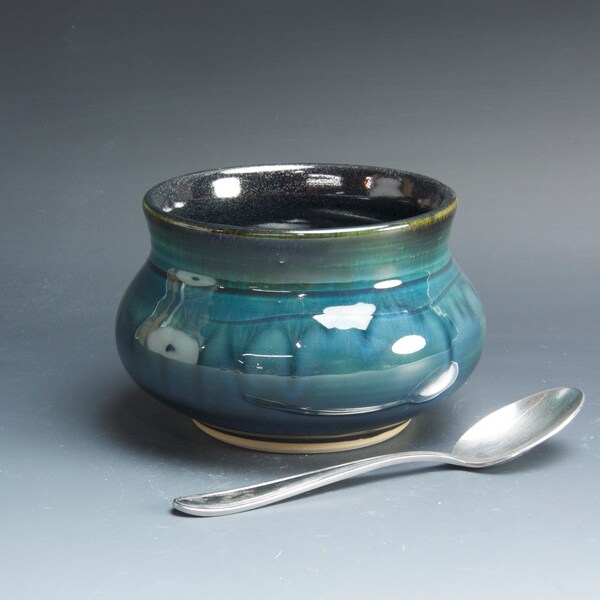 Handmade pottery soup mug ceramic chili mug cereal ice cream bowl deep blue 20 oz 4753