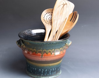 Pottery kitchen utensil holder ceramic kitchen spoon jar 7819