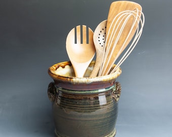 Pottery kitchen utensil holder ceramic kitchen spoon jar 7816