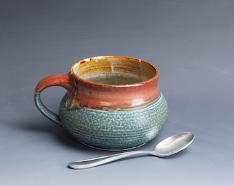 Handmade pottery soup mug, ice cream bowl, ceramic chili mug, stoneware cereal bowl approx.  24 oz 7557