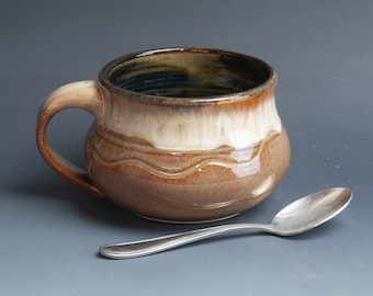 Pottery soup mug, ice cream bowl, ceramic chili mug, stoneware cereal bowl approx. 21 oz 7647