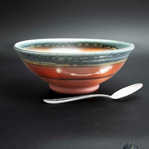 Handmade pottery ramen bowl, soup bowl, ceramic chili bowl, stoneware cereal bowl, rice or ice cream bowl, 30 oz, 8248
