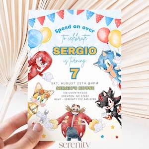 ANY AGE  Super Hedgehog Boy Girl Party Invite, Sonic 3 Birthday Party Invitation, Colorful Sonic Hedgehog Party Invitation Instant CANVA