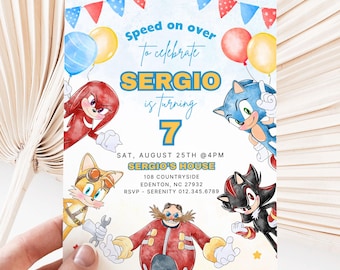ANY AGE  Super Hedgehog Boy Girl Party Invite, Sonic 3 Birthday Party Invitation, Colorful Sonic Hedgehog Party Invitation Instant CANVA