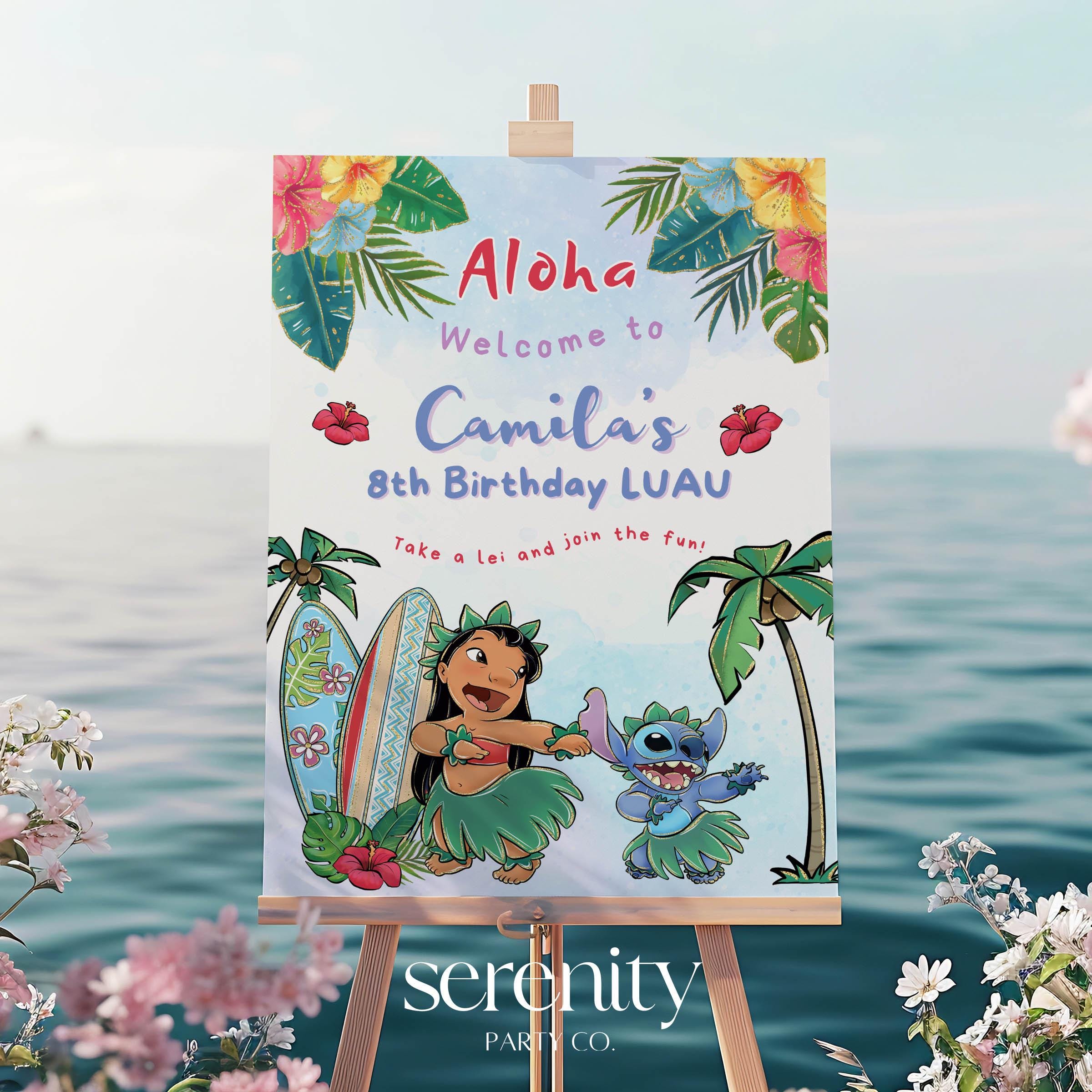Lilo Stitch Birthday Party Welcome Sign, Editable Printable Aloha ...