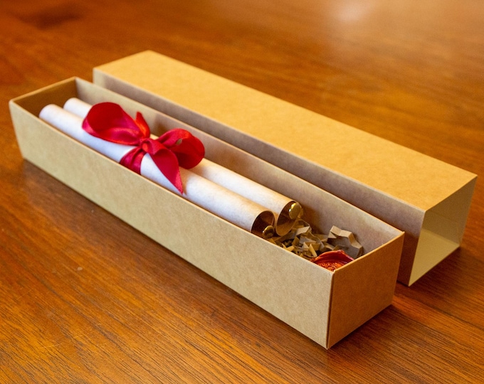 Beautiful Scroll, Gold Ends, Vintage Gift Box, Satin Ribbon & Wax Stamp - Personalised love letter, proposal, invitation, Scrolls