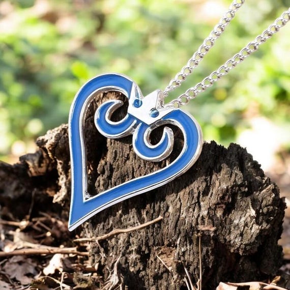 Kingdom Hearts Sora Necklace | Blue Crown Heart Pendant, Cosplay