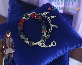 Bracelet cosplay Wriothesley | Pendentif chaîne Genshin Impact Beads | Bijoux unisexes, accessoires et cadeaux pour les fans