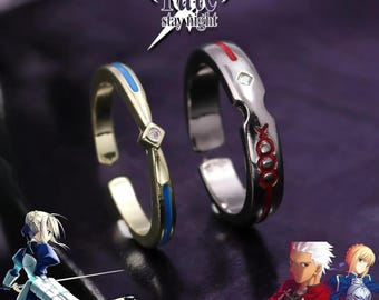 Fate Stay Night Saber Ring | Altria Pendragon Black Metal Adjustable Cosplay Jewelry