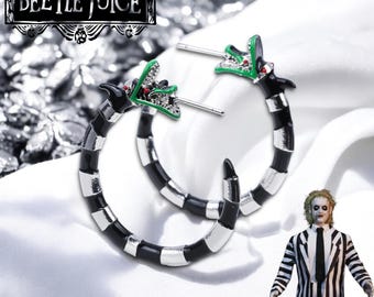 Créoles Beetlejuice ver des sables | Bijoux gothiques d'Halloween