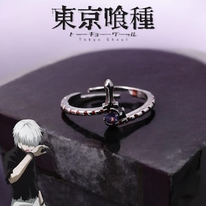 Anillos de metal de Tokyo Ghoul Kaneki Ken: joyería de anime ajustable para hombres y mujeres / Rize Kamishiro Kagune, regalos para fiestas y cumpleaños